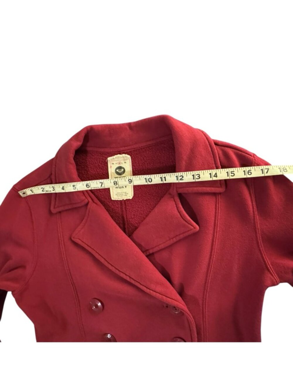 Roxy Fleece Jacket Women's M Button Up Double-Breasted Red Vintage Y2K Cozycore - Picture 11 of 16